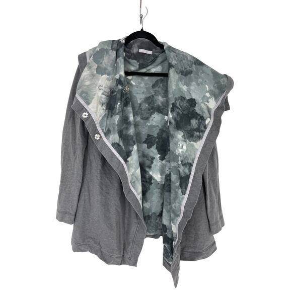 Lululemon Jacket Womens 8 Savasana Wrap Coal Gray Tinted Canvas Snap Button - Picture 3 of 5